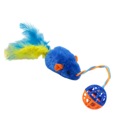 [8561] RATA PELUCHE C/PLUMA Y PELOTA SONAJERO