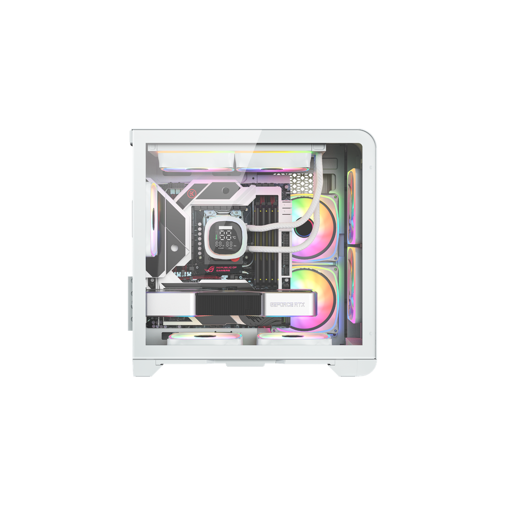 Gabinete SAIKANO XT2 Black - 3Fans Argb - LCD - Mesh Curveado - Vidrio Templado