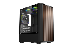 Gabinete SAIKANO Lenga 4 Fans Argb - Frontal en Madera - Vidrio Templado